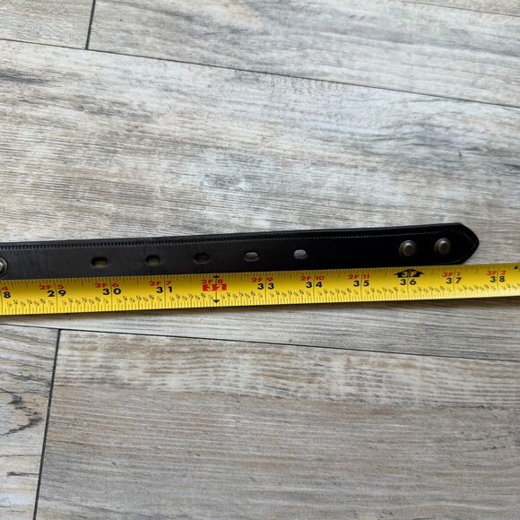 Genuine Leather Studded Belt Black Dark Brown Size 32 Y2K Punk Grunge Vintage main image 7